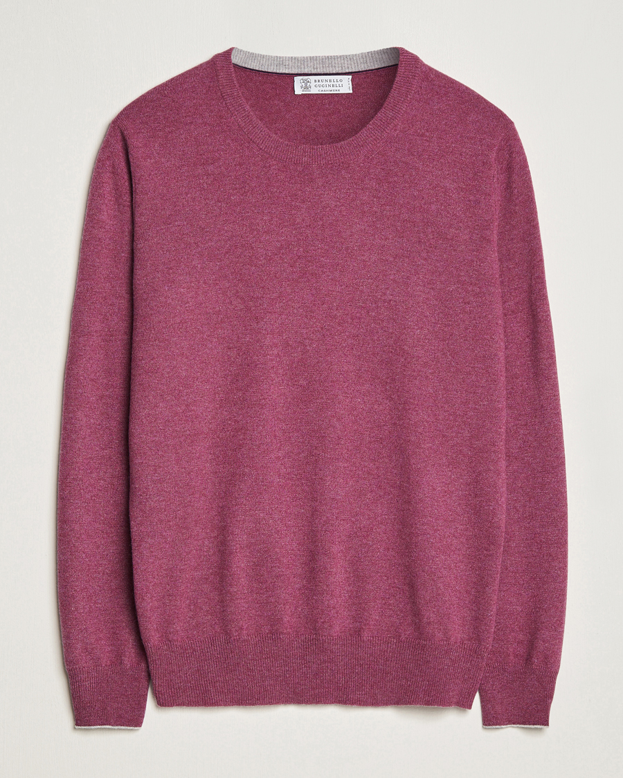 Herre | Trøjer | Brunello Cucinelli | 2 Ply Cashmere Pullover Burgundy