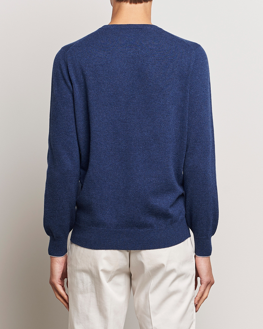 Herre | Trøjer | Brunello Cucinelli | 2 Ply Cashmere Pullover Dark Blue