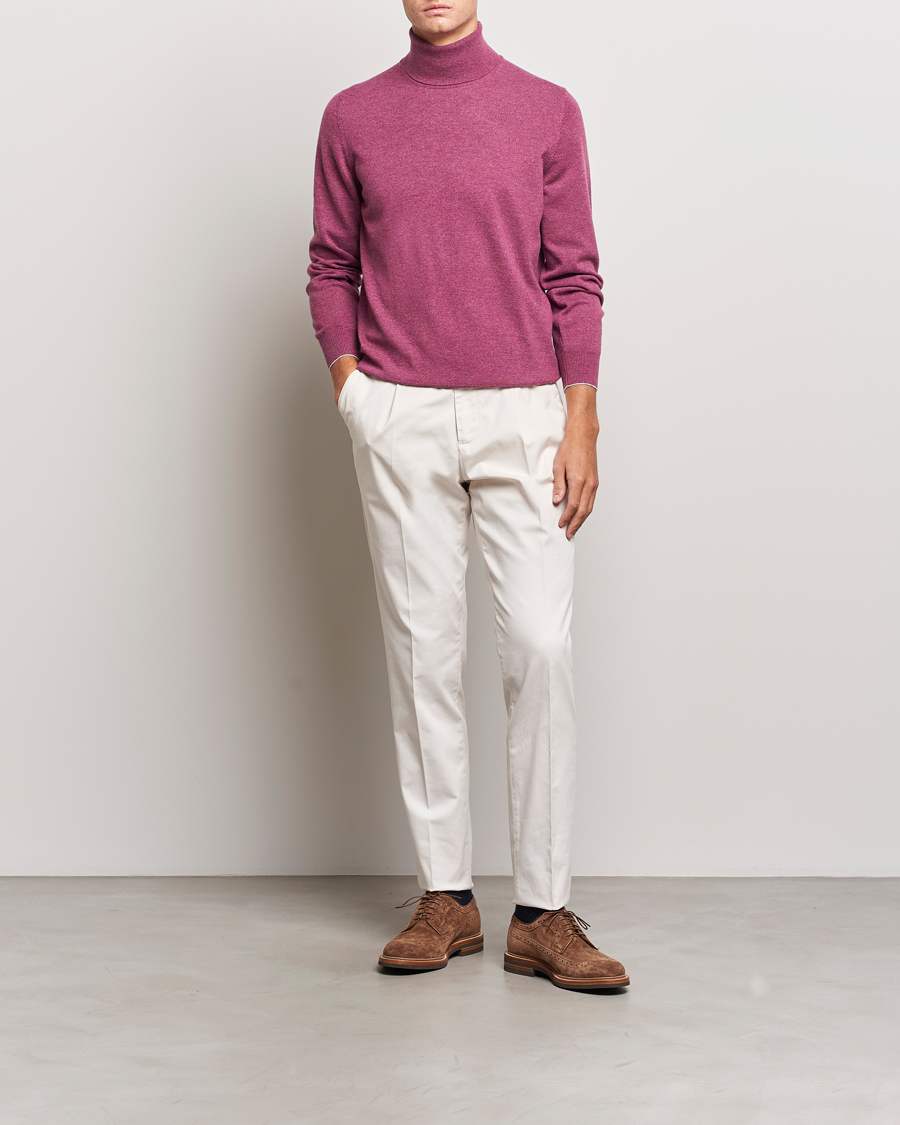 Herre | Trøjer | Brunello Cucinelli | 2 Ply Cashmere Rollneck Burgundy