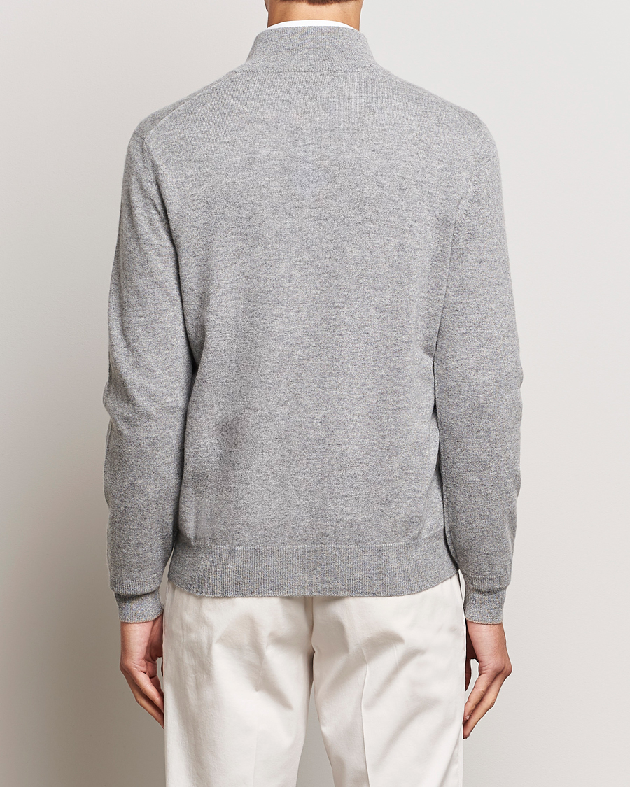 Herre | Trøjer | Brunello Cucinelli | 2 Ply Cashmere Half Zip Light Grey