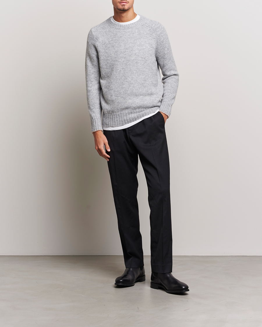 Herre | Trøjer | Brunello Cucinelli | Fluffy Crew Neck Sweater Light Grey