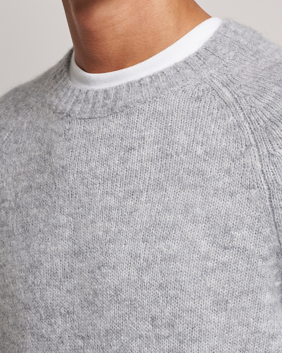 Herre | Trøjer | Brunello Cucinelli | Fluffy Crew Neck Sweater Light Grey