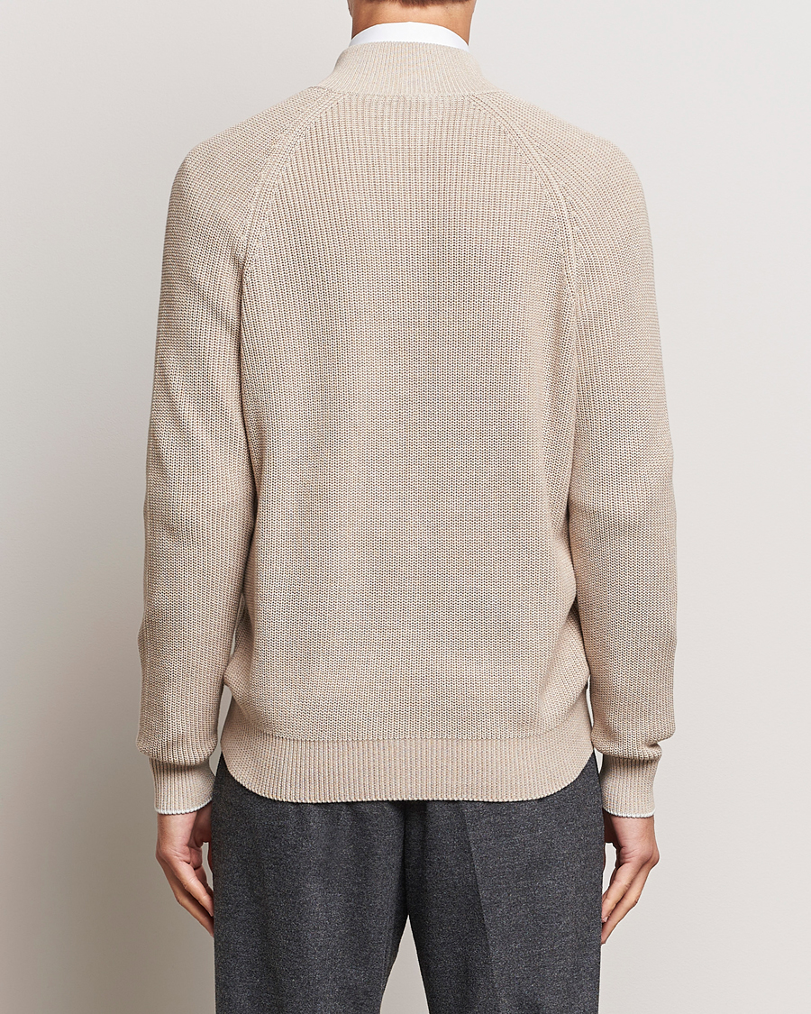 Herre | Trøjer | Brunello Cucinelli | Rib Wool Zip Cardigan Light Beige