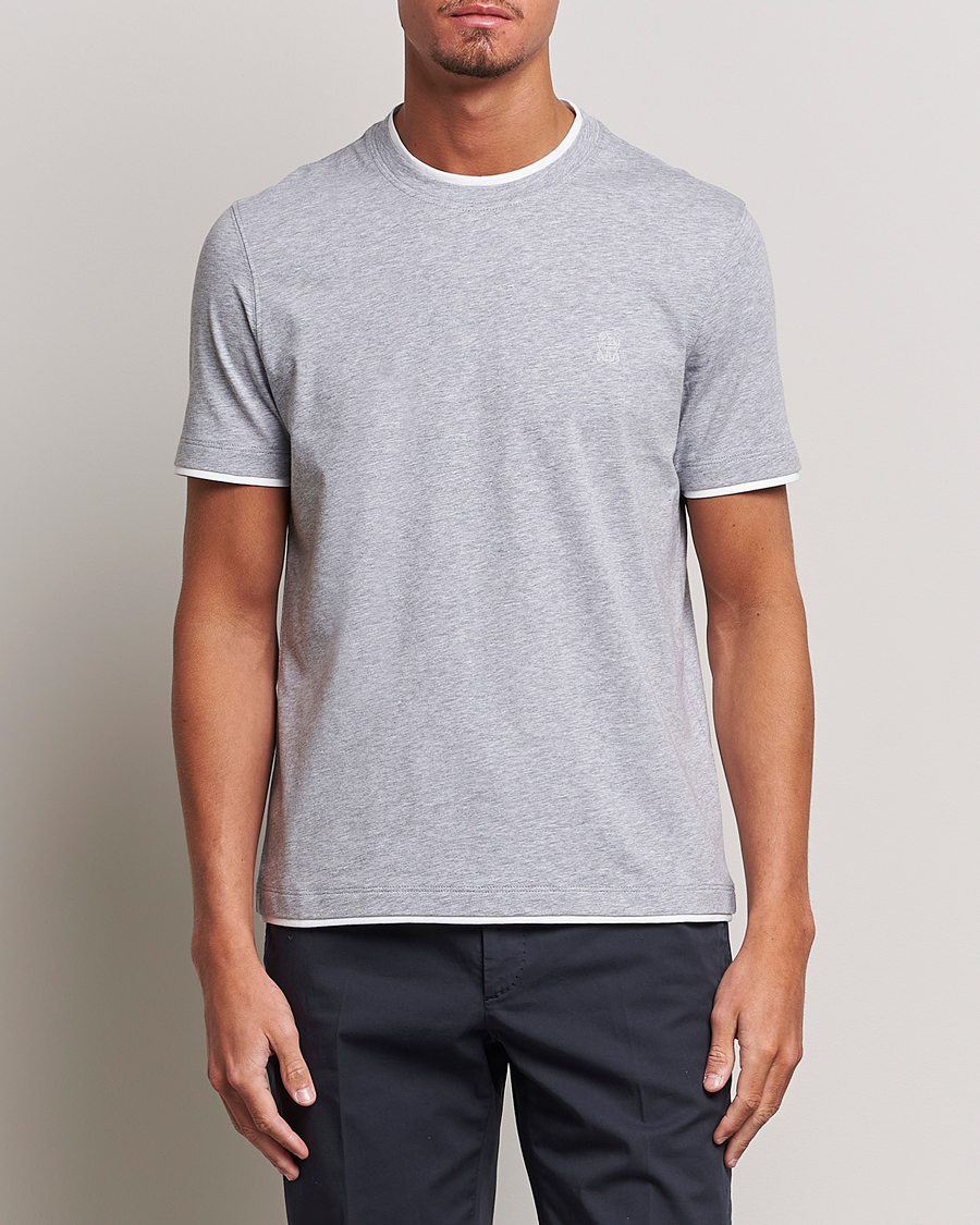 Herre | Brunello Cucinelli | Brunello Cucinelli | Short Sleeve Logo T-Shirt Light Grey