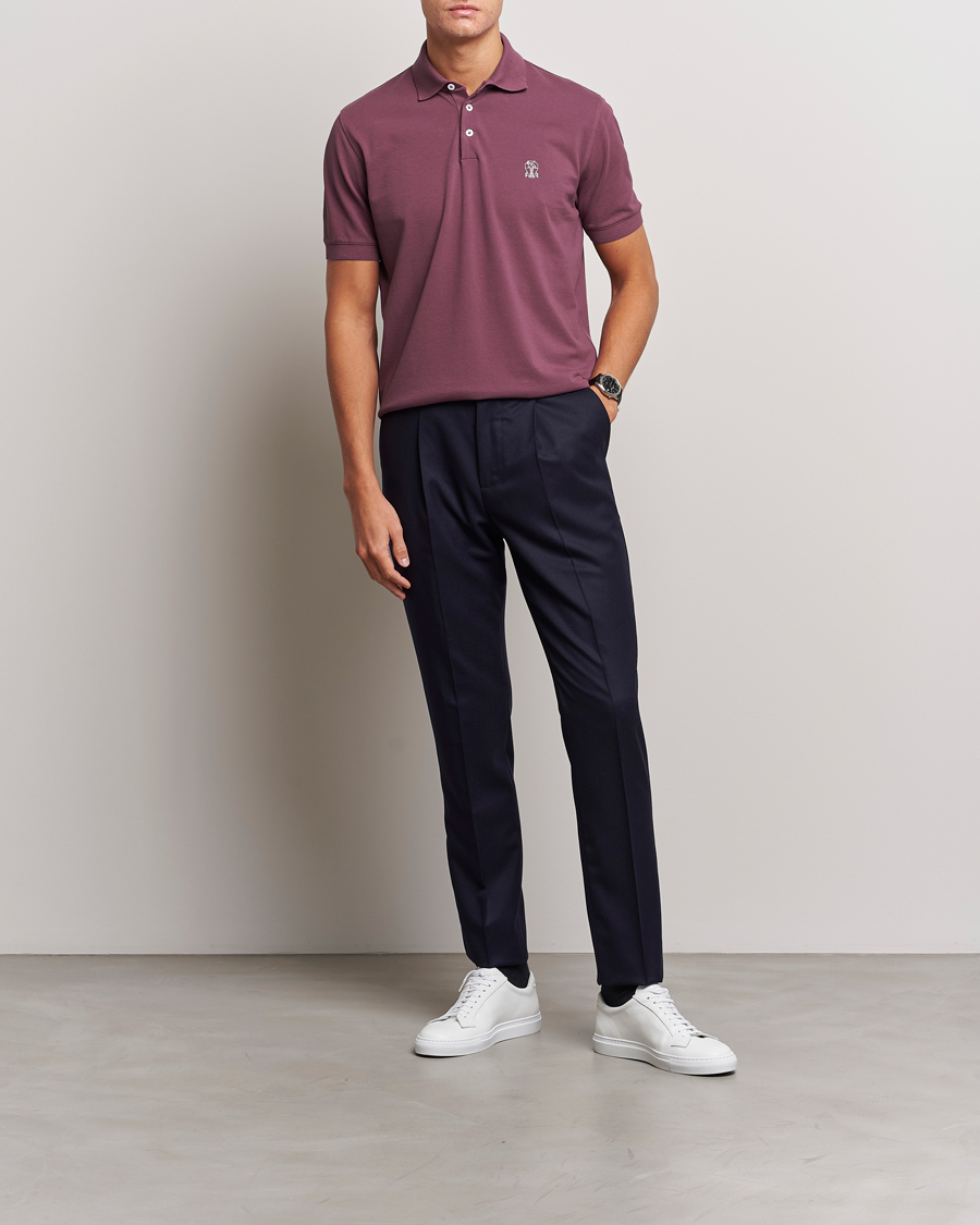 Herre | Polotrøjer | Brunello Cucinelli | Short Sleeve Logo Polo Burgundy