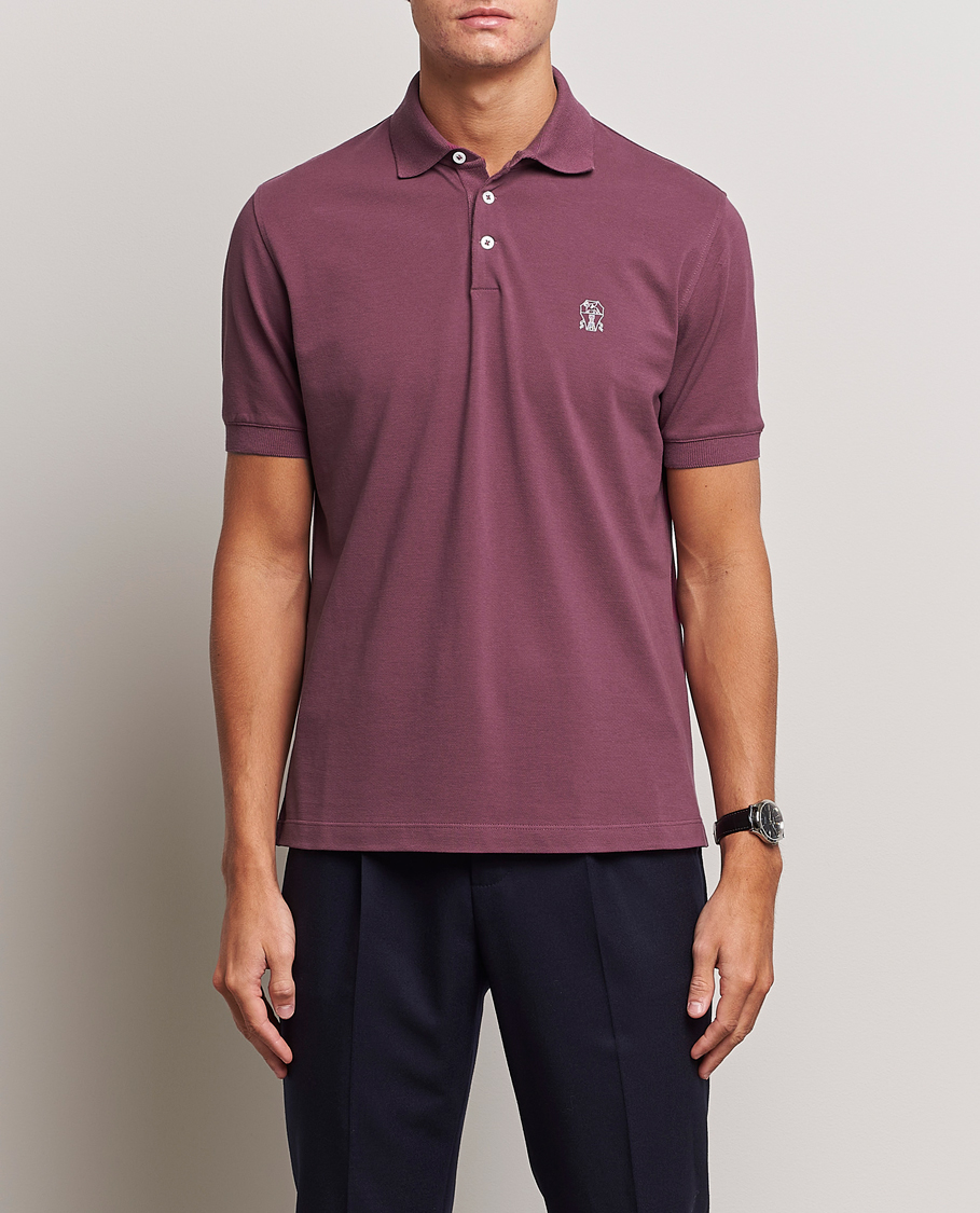 Herre | Polotrøjer | Brunello Cucinelli | Short Sleeve Logo Polo Burgundy