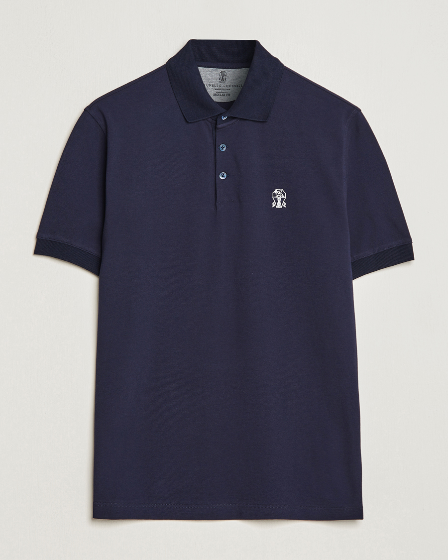 Herre | Polotrøjer | Brunello Cucinelli | Short Sleeve Logo Polo Dark Blue