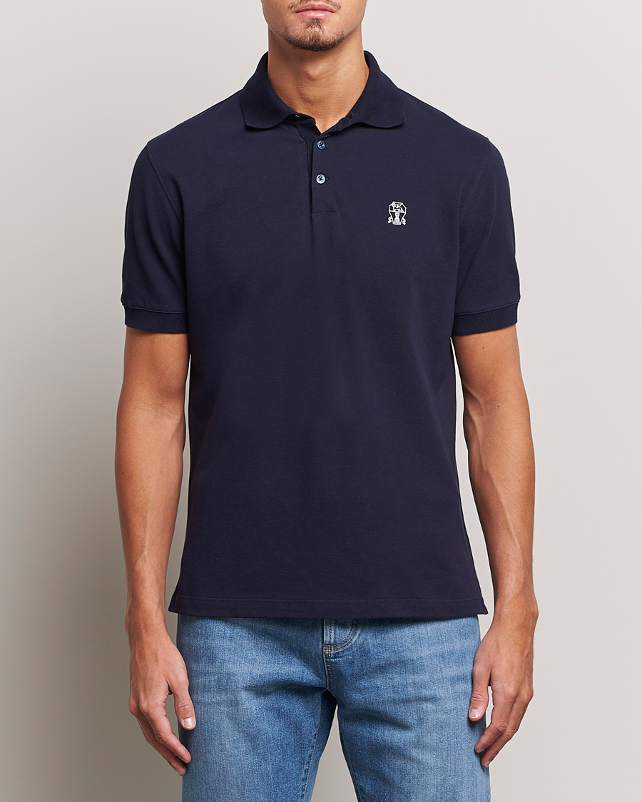 Herre | Polotrøjer | Brunello Cucinelli | Short Sleeve Logo Polo Dark Blue