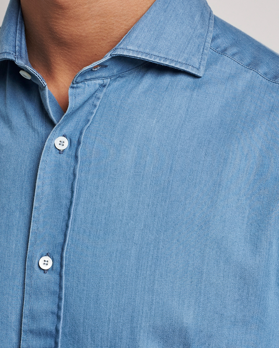 Herre | Skjorter | Brunello Cucinelli | Slim Fit Denim Shirt Indigo Blue