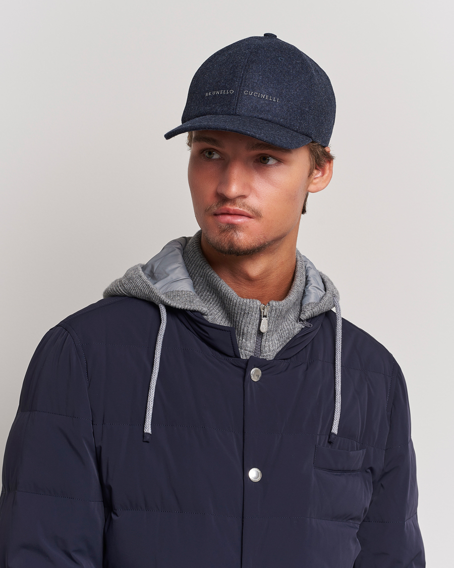 Herre |  | Brunello Cucinelli | Flannel Baseball Cap Navy