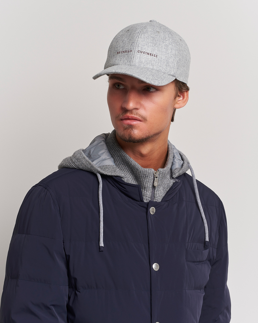Herre | Kasketter | Brunello Cucinelli | Flannel Baseball Cap Light Grey