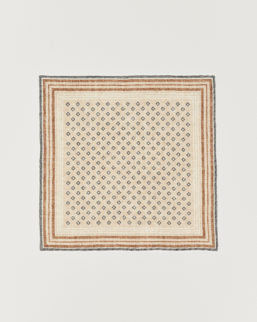 Herre | Brunello Cucinelli Wool Pocket Square Grey/Beige | Brunello Cucinelli | Wool Pocket Square Grey/Beige