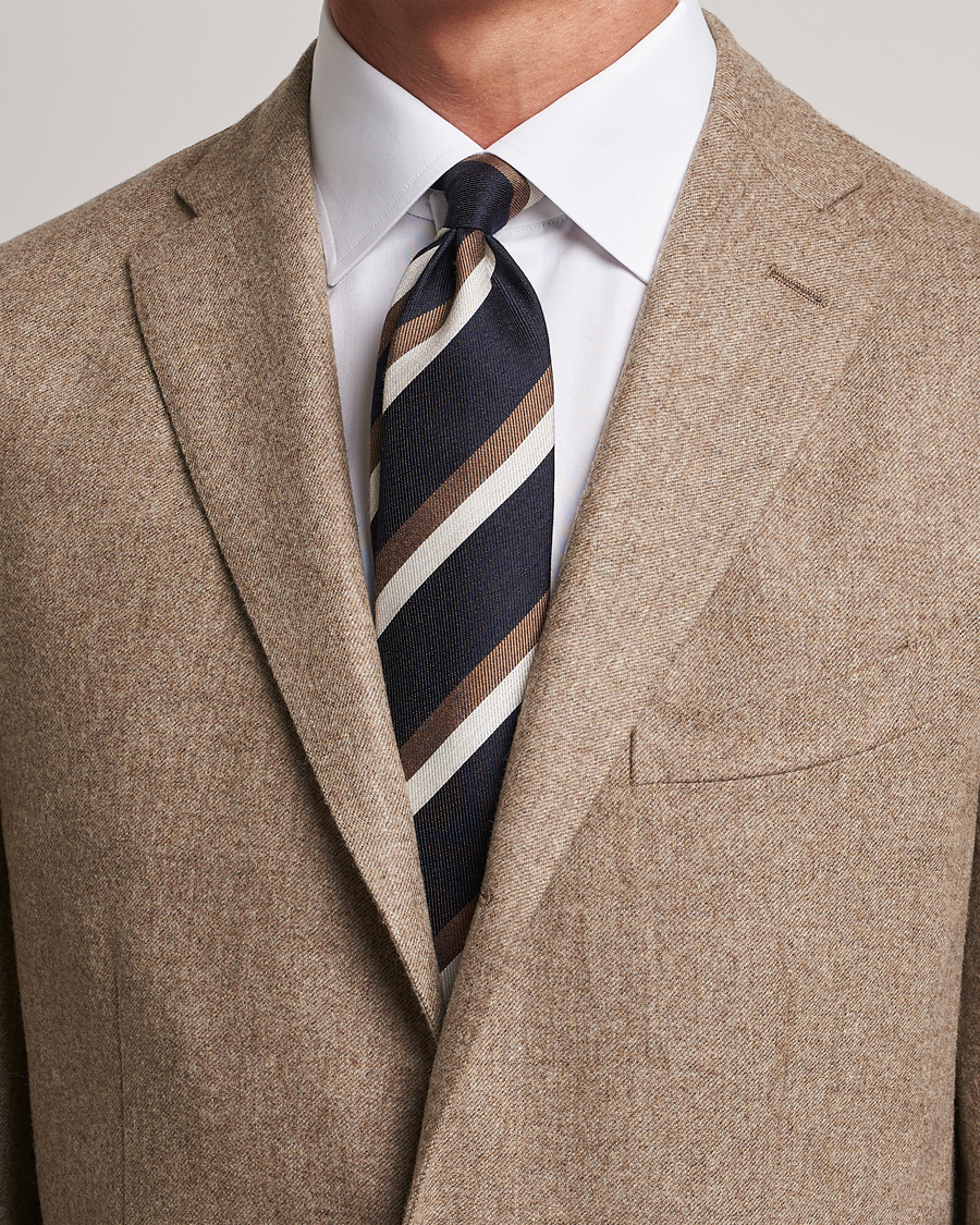 Herre |  | Brunello Cucinelli | Regimental Stripe Tie Navy/Grey