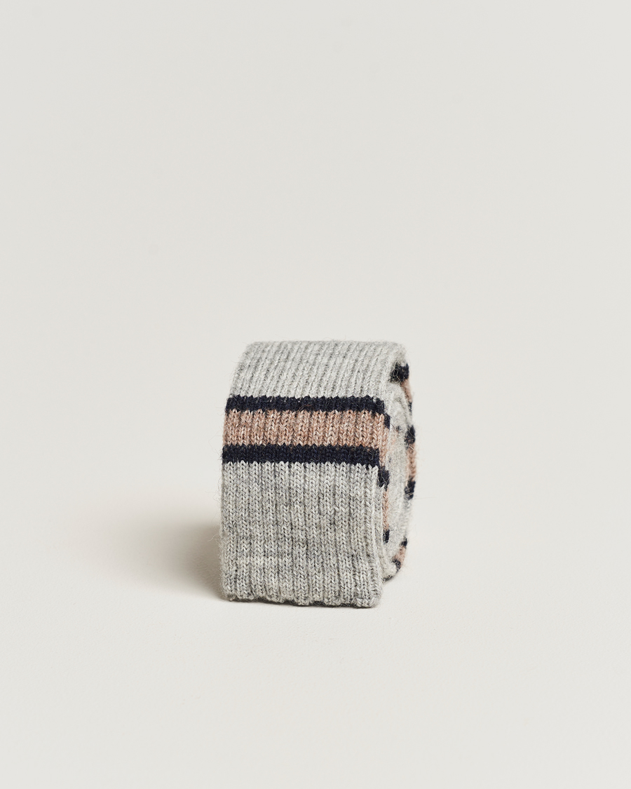 Herre | Brunello Cucinelli Stripe Knit Tie Grey/Navy | Brunello Cucinelli | Stripe Knit Tie Grey/Navy
