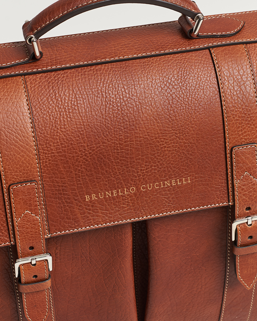 Herre | Brunello Cucinelli Grain Leather Briefcase Cognac | Brunello Cucinelli | Grain Leather Briefcase Cognac