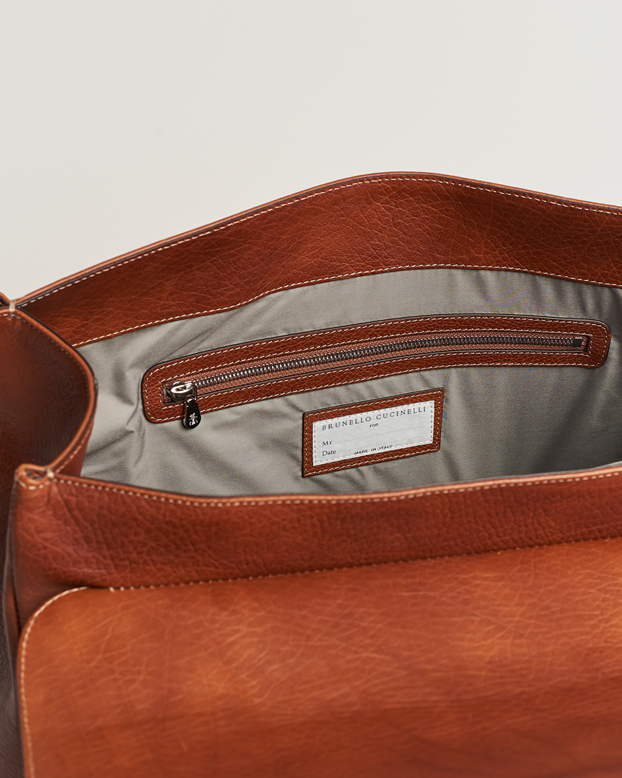 Herre | Brunello Cucinelli Grain Leather Briefcase Cognac | Brunello Cucinelli | Grain Leather Briefcase Cognac