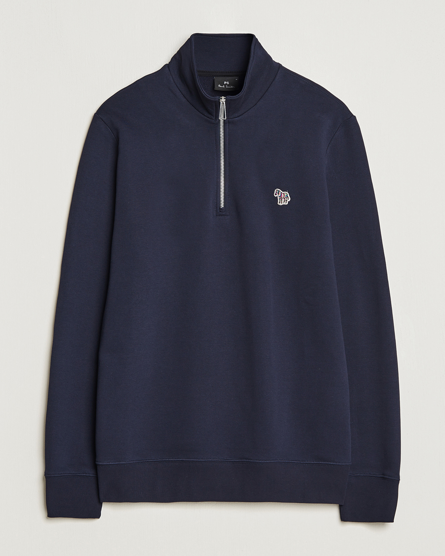 Herre | Trøjer | PS Paul Smith | Zebra Organic Cotton Sweat Half Zip Navy
