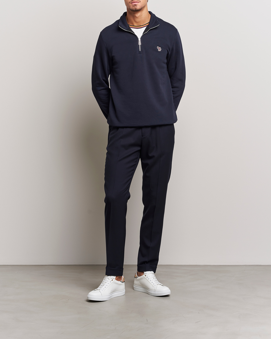 Herre | Trøjer | PS Paul Smith | Zebra Organic Cotton Sweat Half Zip Navy
