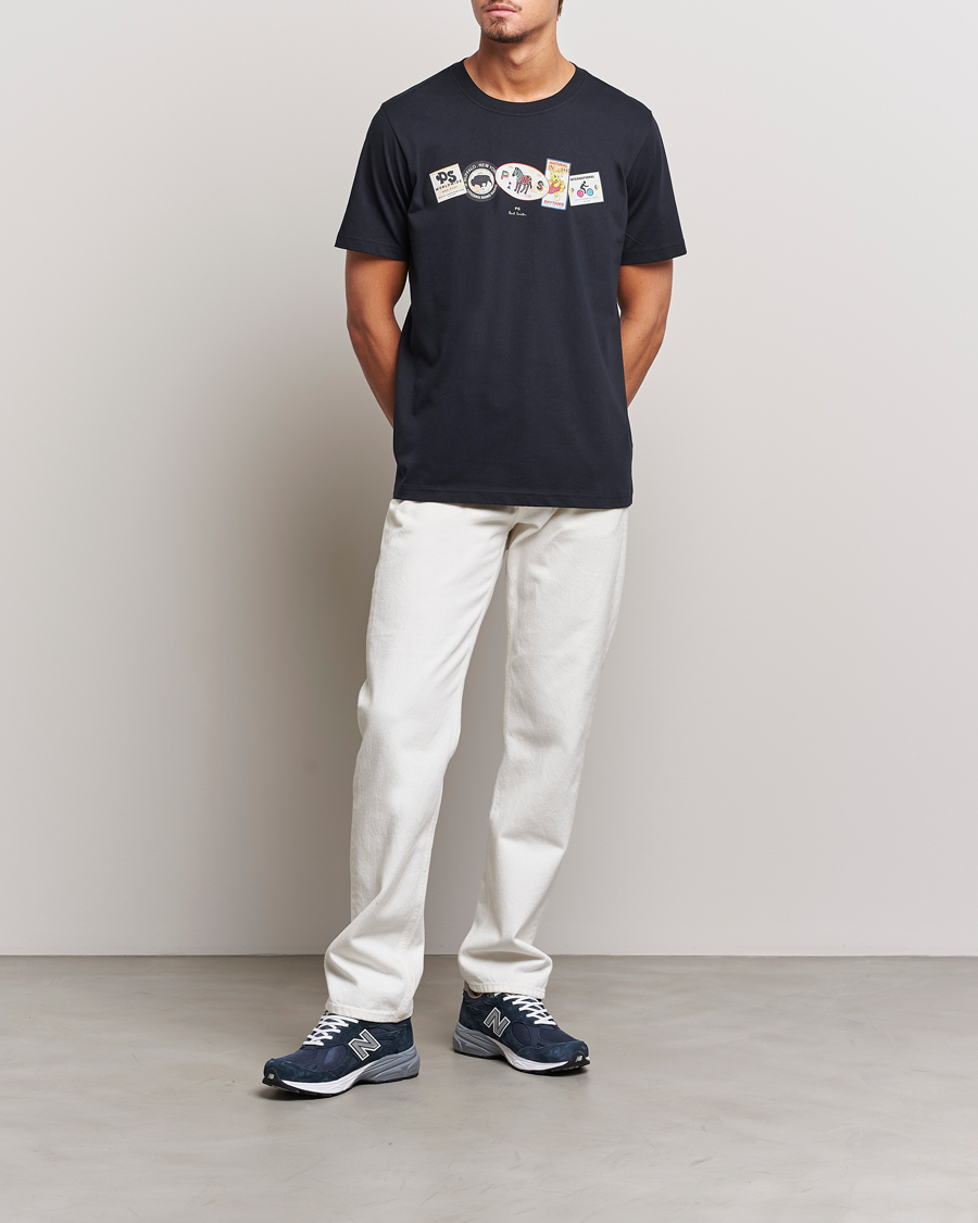Herre | T-Shirts | PS Paul Smith | PS In A Row Crew Neck T-Shirt Navy