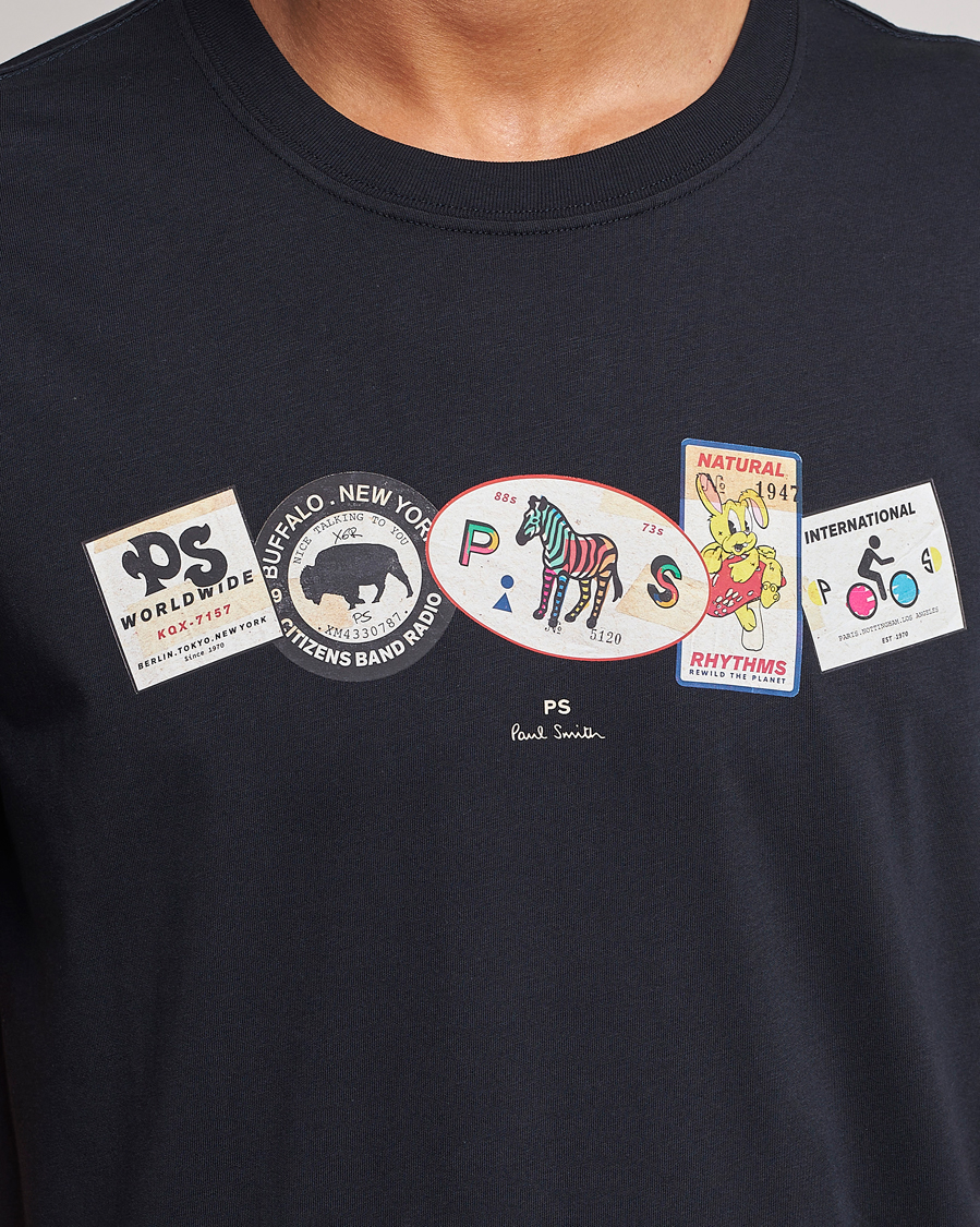Herre | T-Shirts | PS Paul Smith | PS In A Row Crew Neck T-Shirt Navy
