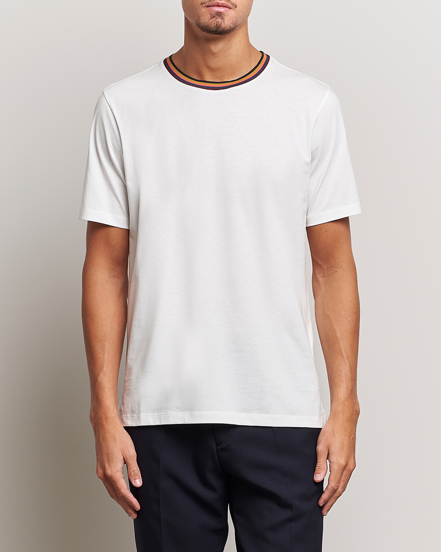 Herre | Hvide t-shirts | Paul Smith | Stripe Rib Crew Neck T-Shirt White