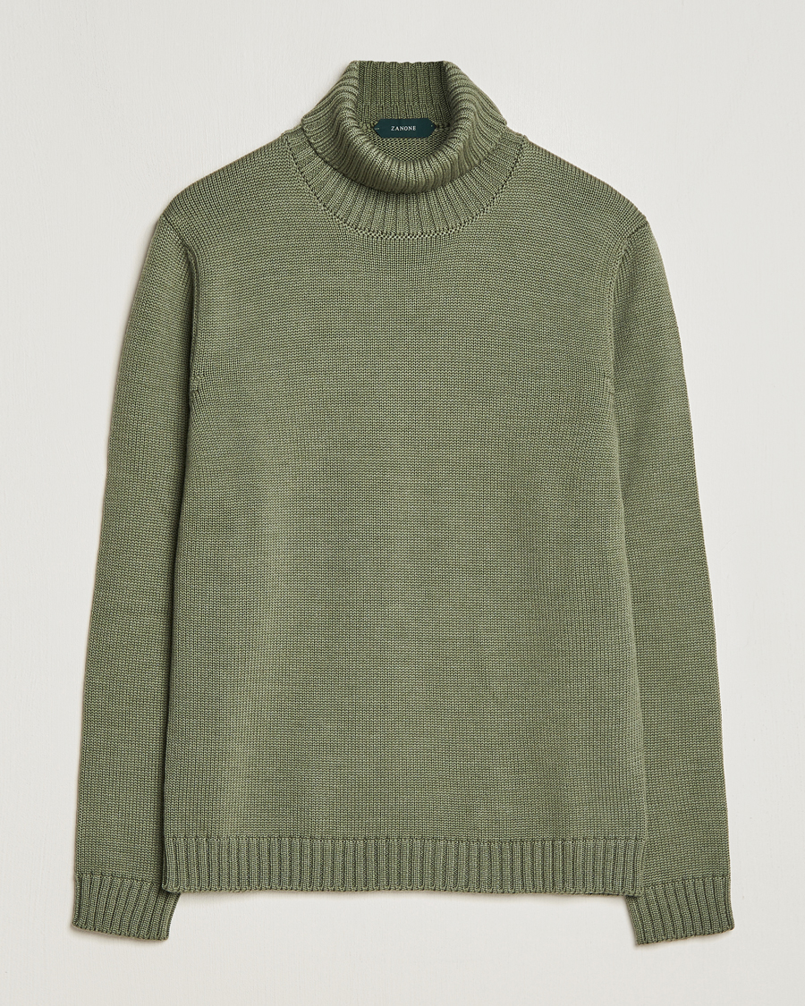 Herre | Trøjer | Zanone | Virgin Merino Wool Rollneck Olive