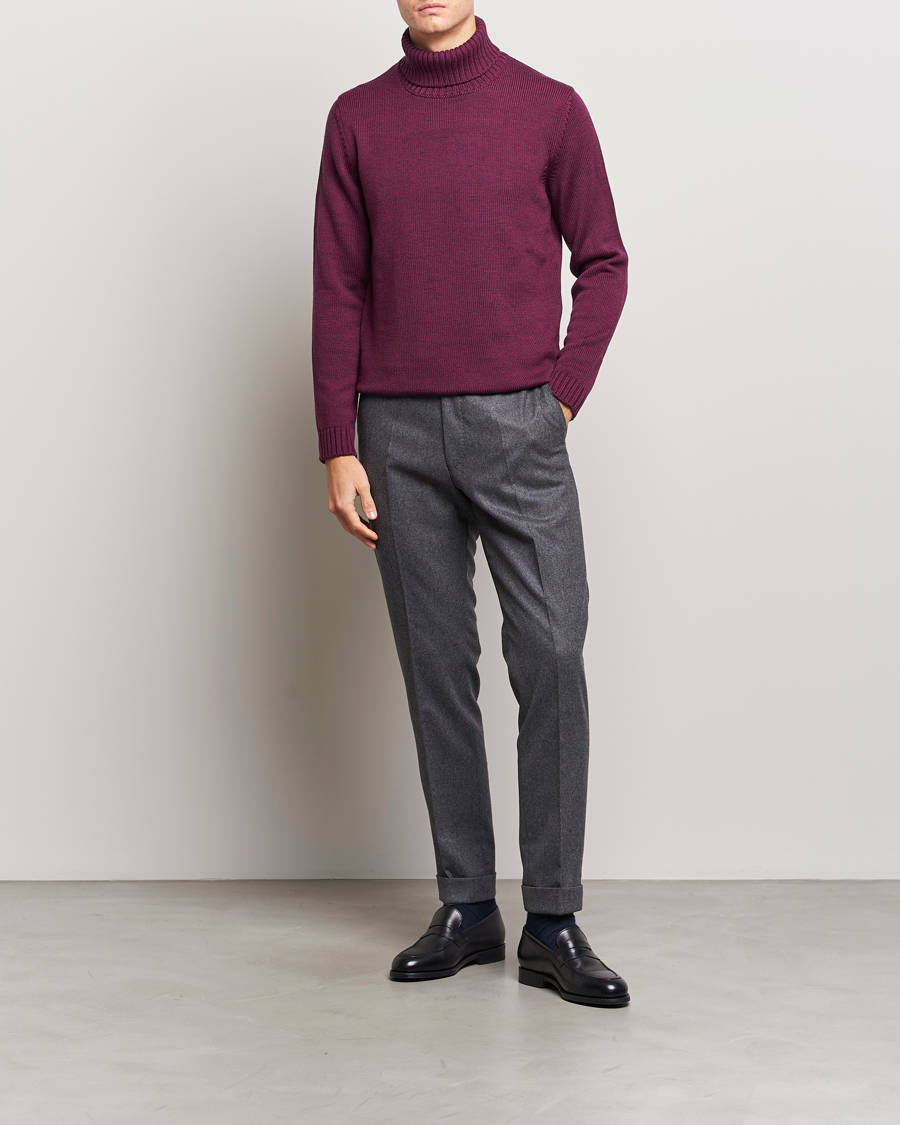 Herre | Trøjer | Zanone | Virgin Merino Wool Rollneck Burgundy