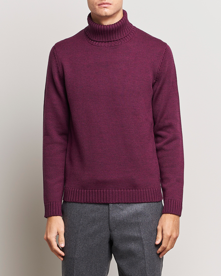 Herre | Trøjer | Zanone | Virgin Merino Wool Rollneck Burgundy