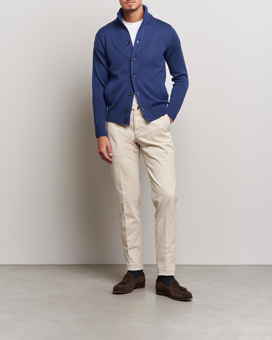 Herre | Trøjer | Zanone | Virgin Merino Wool Chioto Cardigan Royal Blue