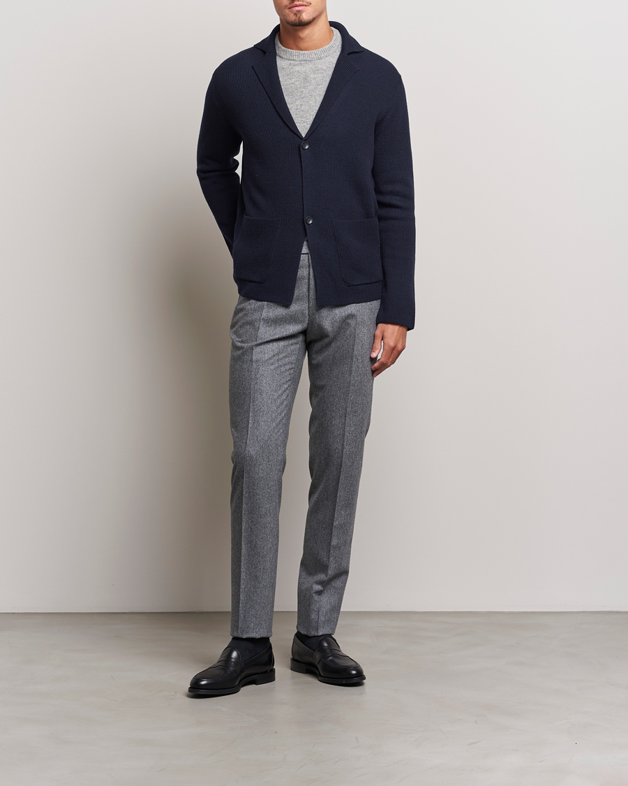 Herre | Trøjer | Zanone | Merino Wool Cardigan Jacket Navy