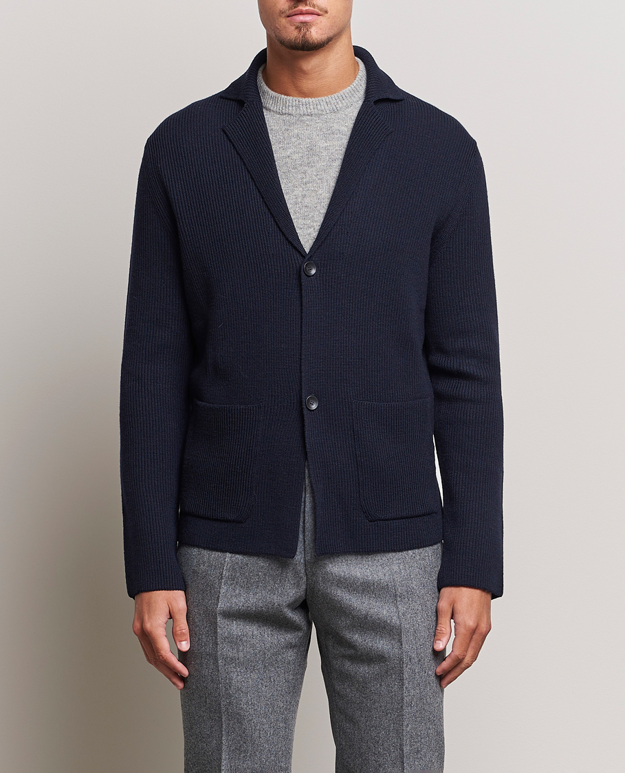 Herre | Zanone | Zanone | Merino Wool Cardigan Jacket Navy