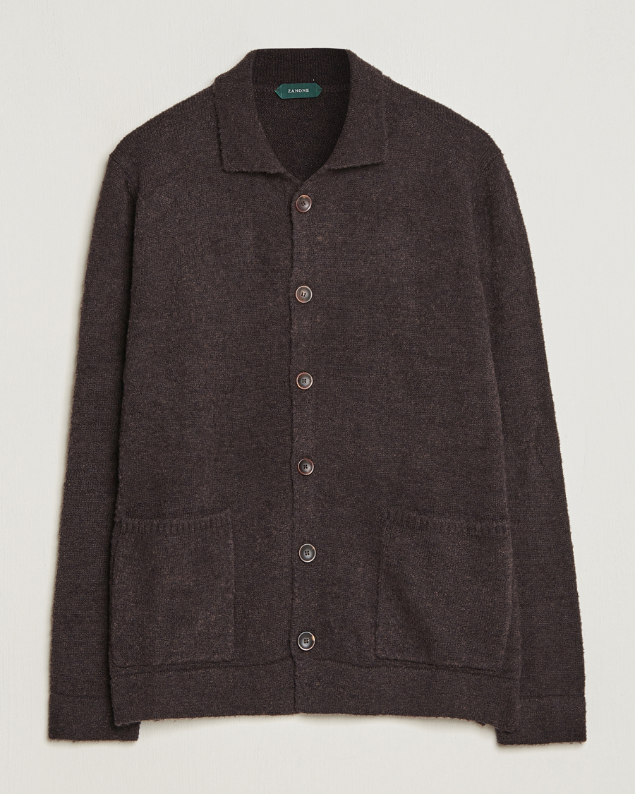 Herre | Trøjer | Zanone | Boucle Wool Chore Jacket Dark Brown