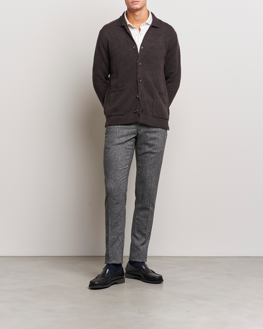 Herre | Trøjer | Zanone | Boucle Wool Chore Jacket Dark Brown