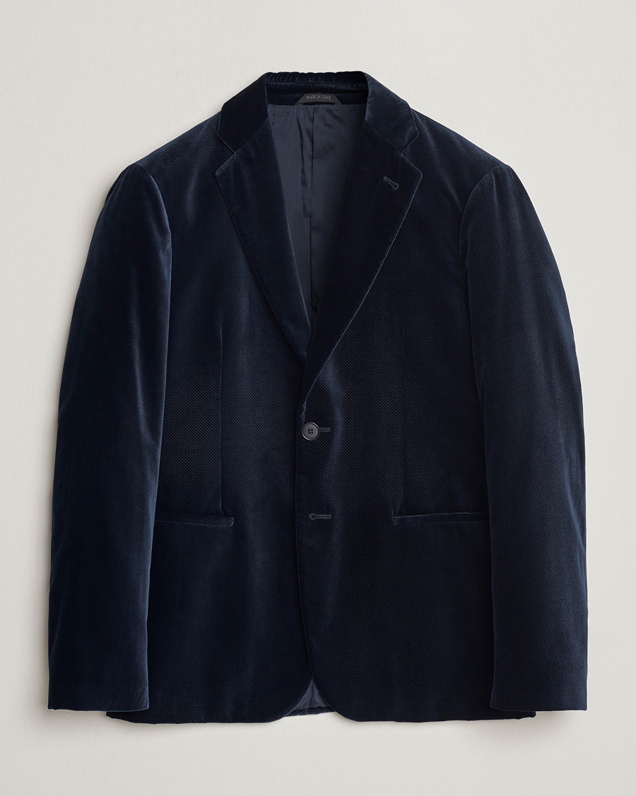 Herre | Blazere & jakker | Giorgio Armani | Velvet Micro Blazer Navy