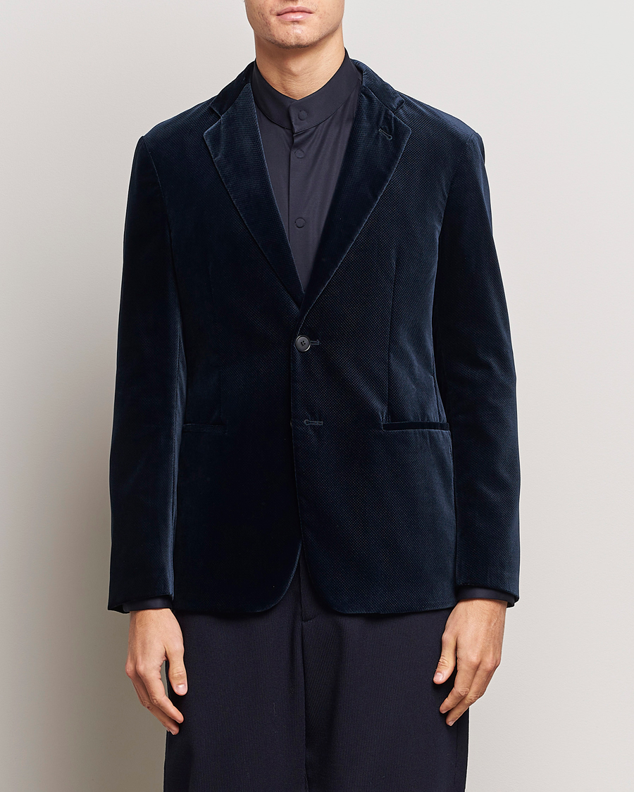 Herre | Blazere & jakker | Giorgio Armani | Velvet Micro Blazer Navy