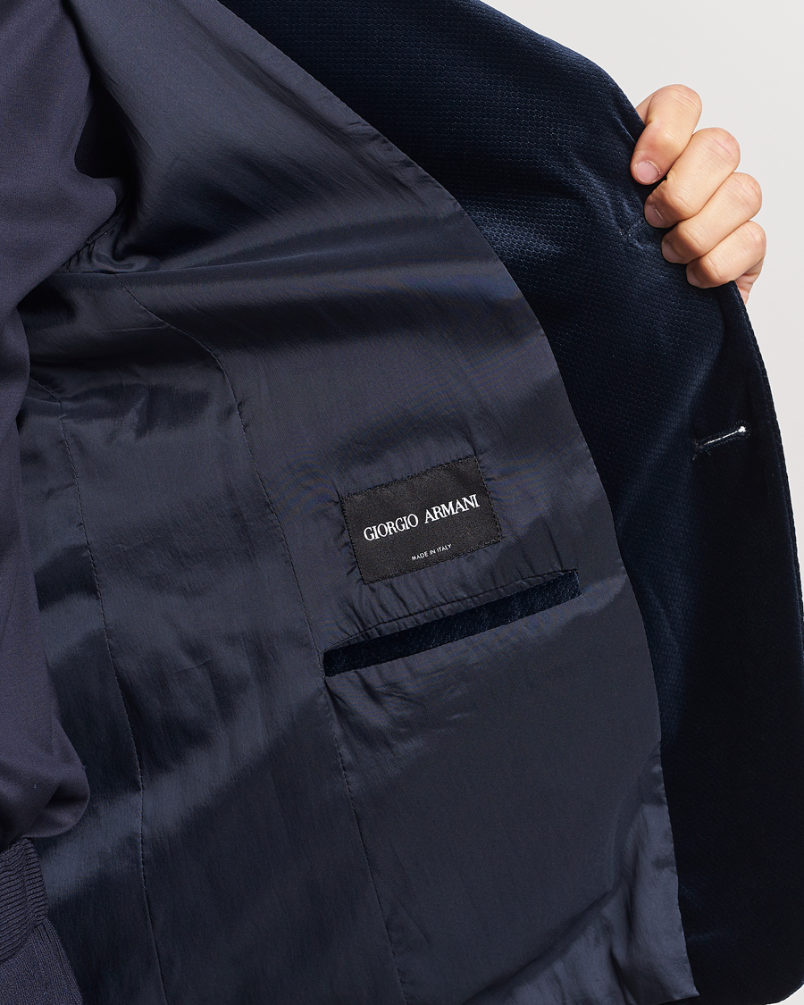 Herre | Blazere & jakker | Giorgio Armani | Velvet Micro Blazer Navy