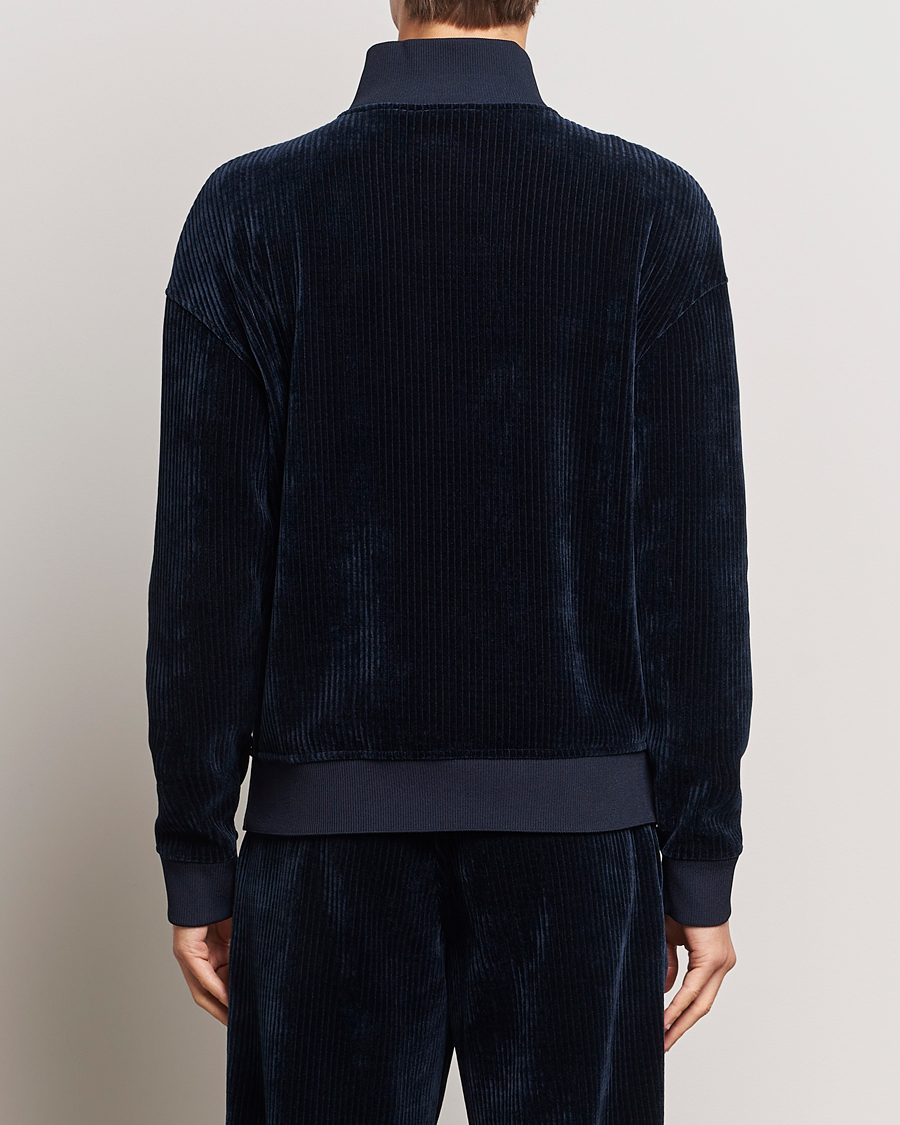 Herre | Trøjer | Giorgio Armani | Jersey Corduroy Zip Sweater Navy