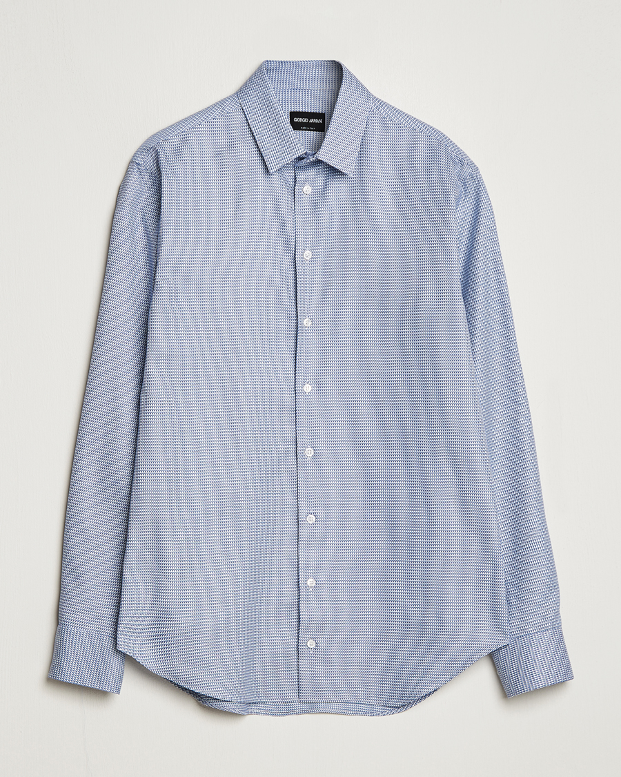 Herre | Skjorter | Giorgio Armani | Micro Structure Dress Shirt Light Blue