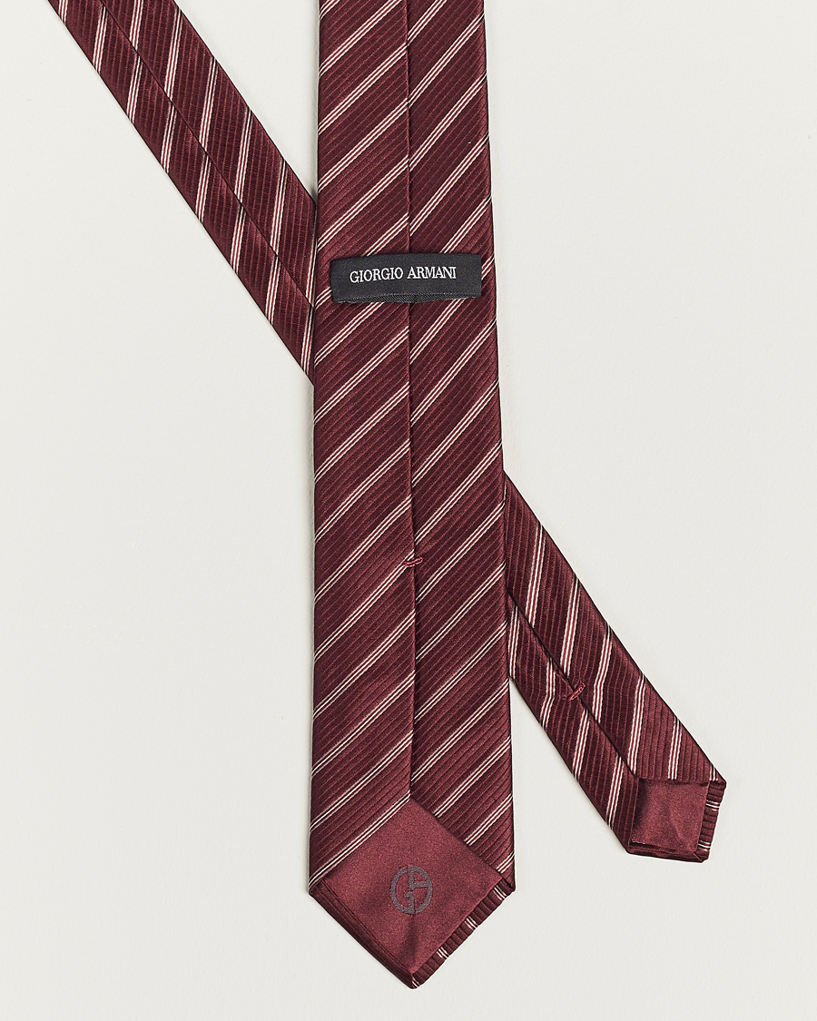 Herre | Giorgio Armani Regimental Stripe Silk Tie Burgundy | Giorgio Armani | Regimental Stripe Silk Tie Burgundy