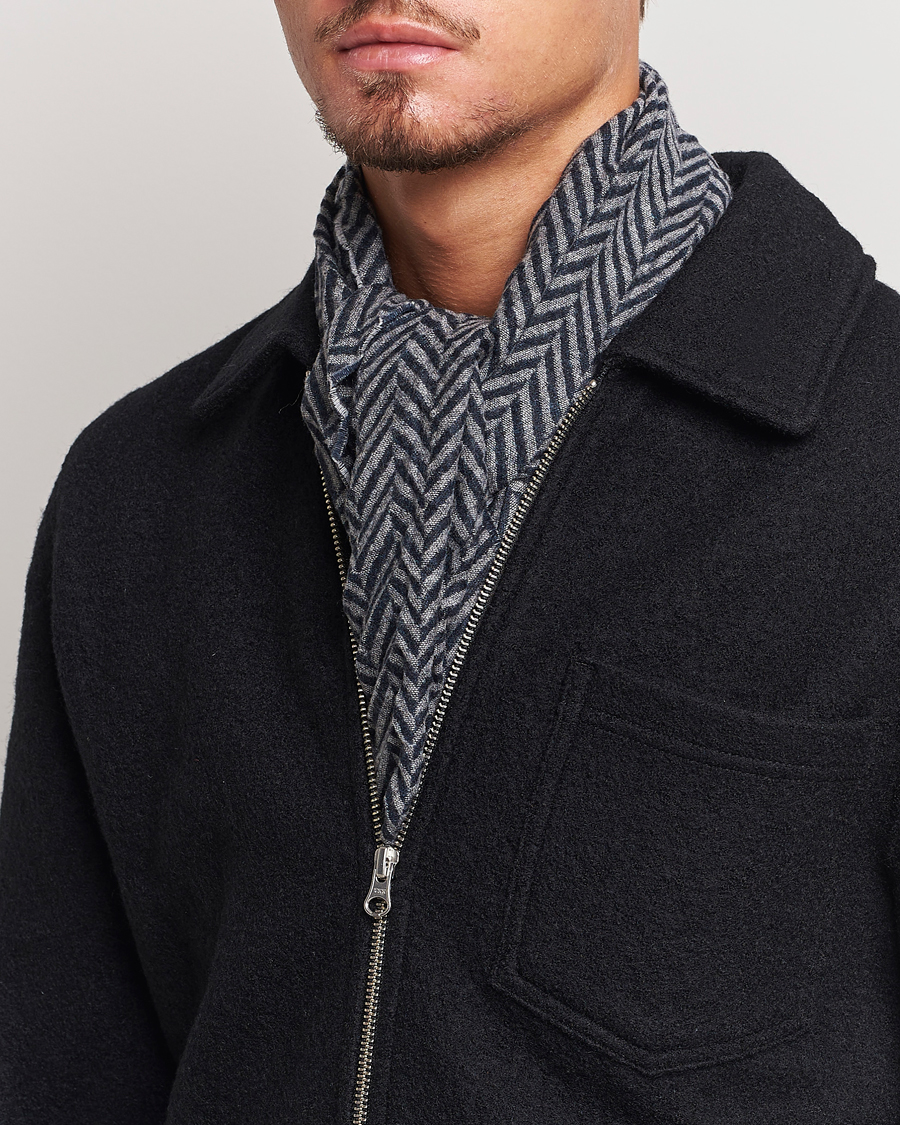 Herre |  | Giorgio Armani | Cashmere Chevron Scarf Navy/Grey