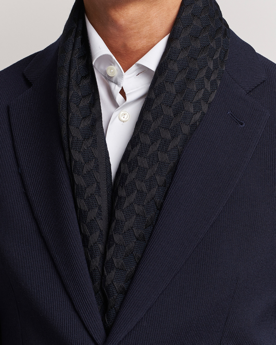 Herre |  | Giorgio Armani | Wool/Silk Monogram Scarf Navy