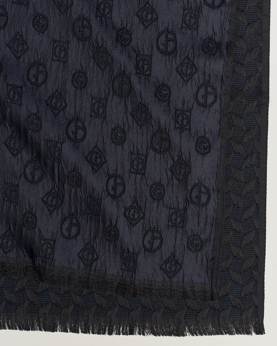 Herre | Giorgio Armani Wool/Silk Monogram Scarf Navy | Giorgio Armani | Wool/Silk Monogram Scarf Navy