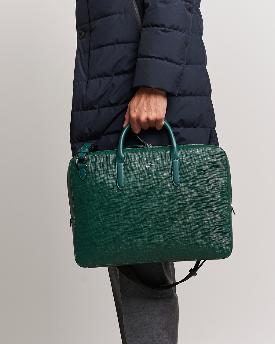 Herre | Tasker | Smythson | Panama Lightweight Briefcase Forest Green