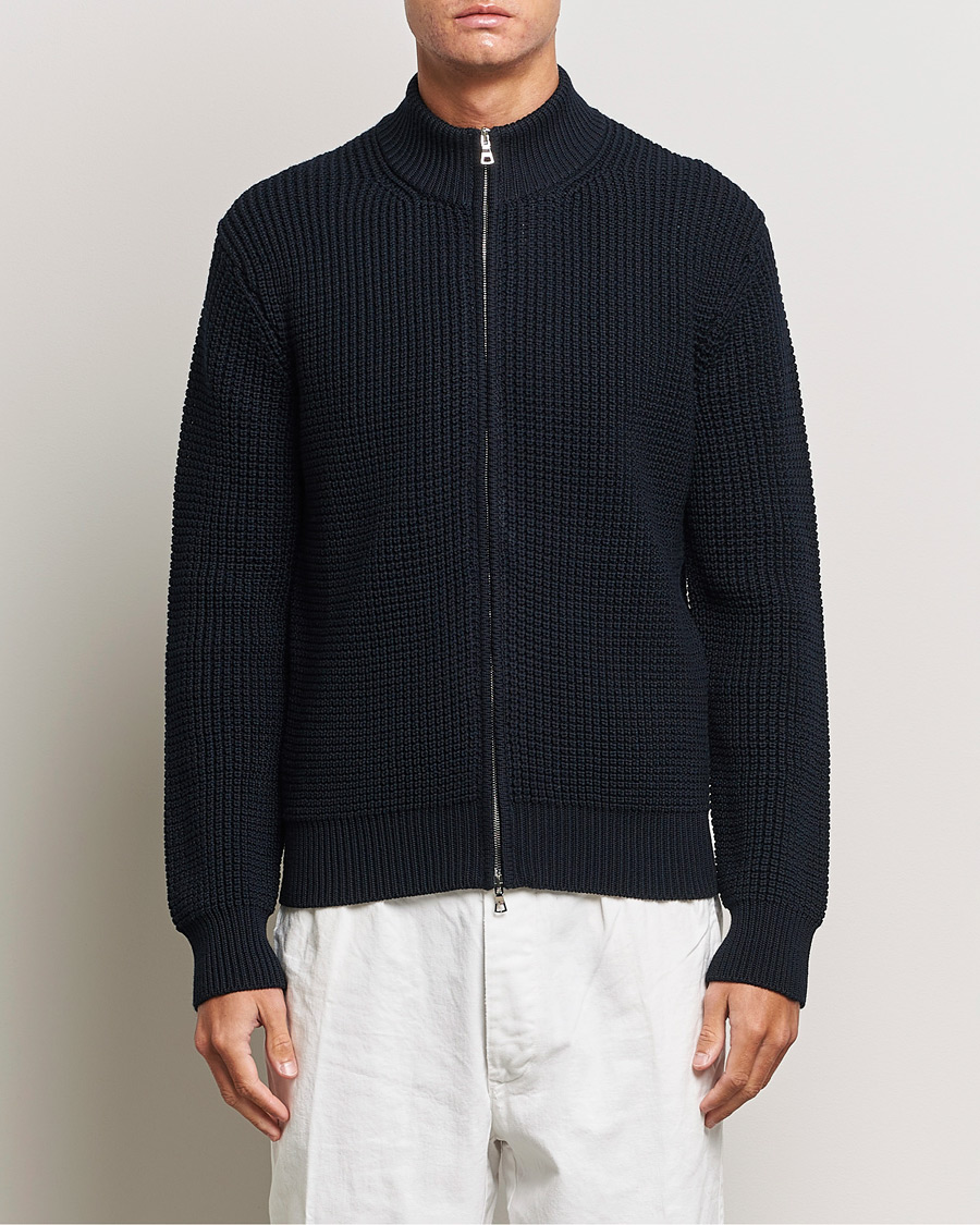 Herre | Trøjer | Orlebar Brown | Swan Merino Seed Stich Full Zip Night Iris