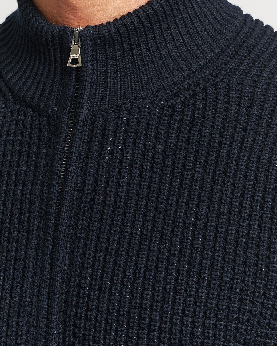 Herre | Trøjer | Orlebar Brown | Swan Merino Seed Stich Full Zip Night Iris