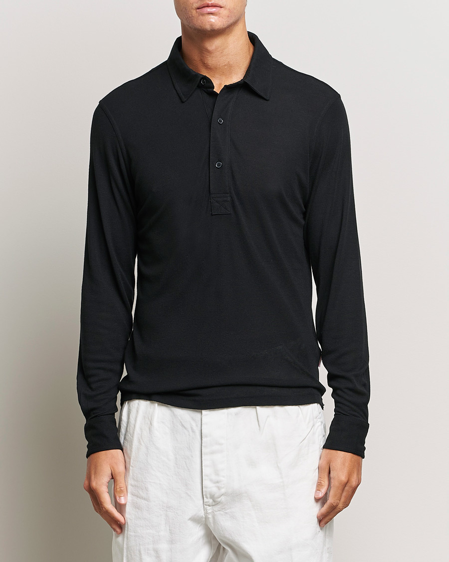 Herre | Langærmede polotrøjer | Orlebar Brown | Sebastian Long Sleeve Cashmere Polo Black