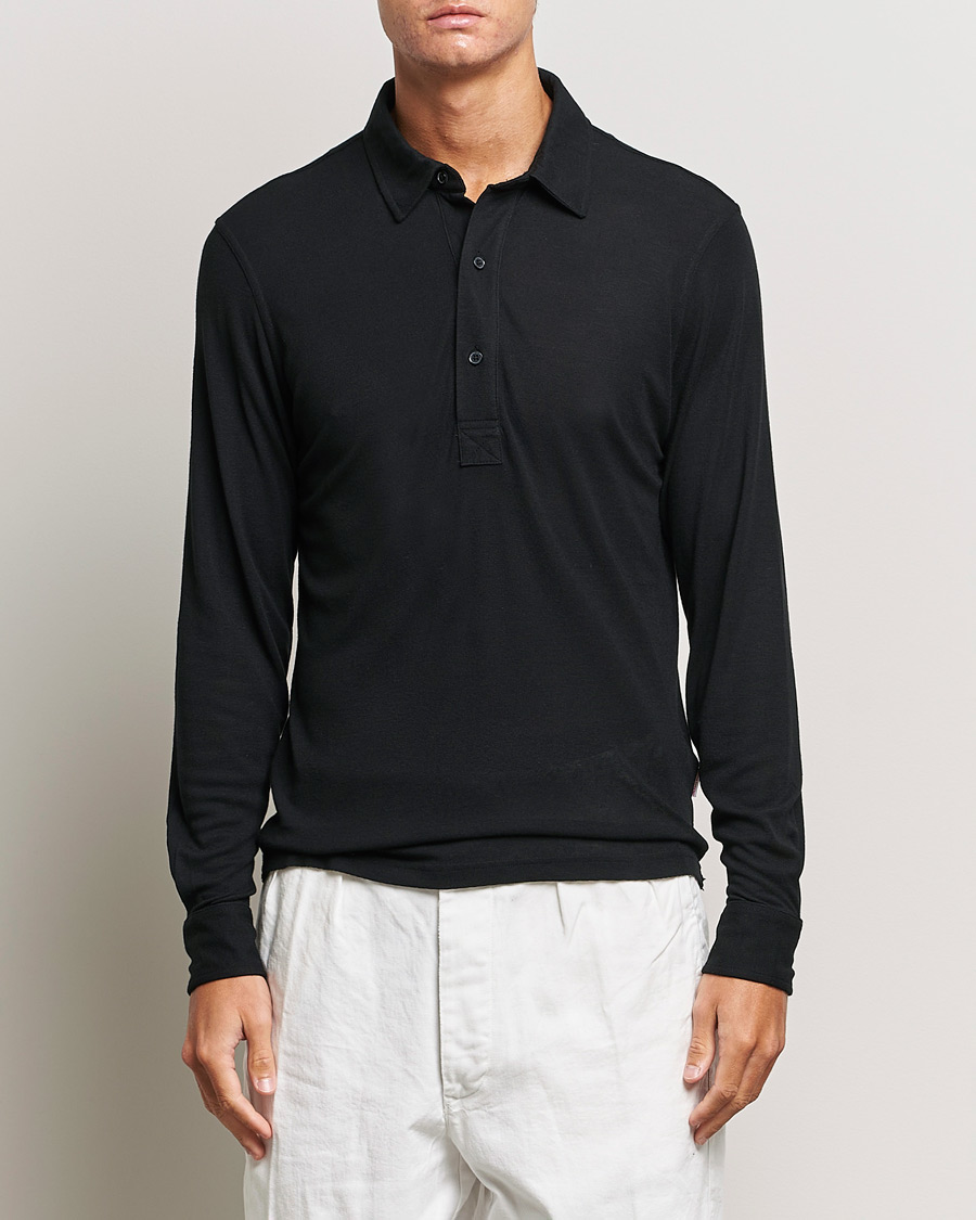Herre | Trøjer | Orlebar Brown | Sebastian Long Sleeve Cashmere Polo Black
