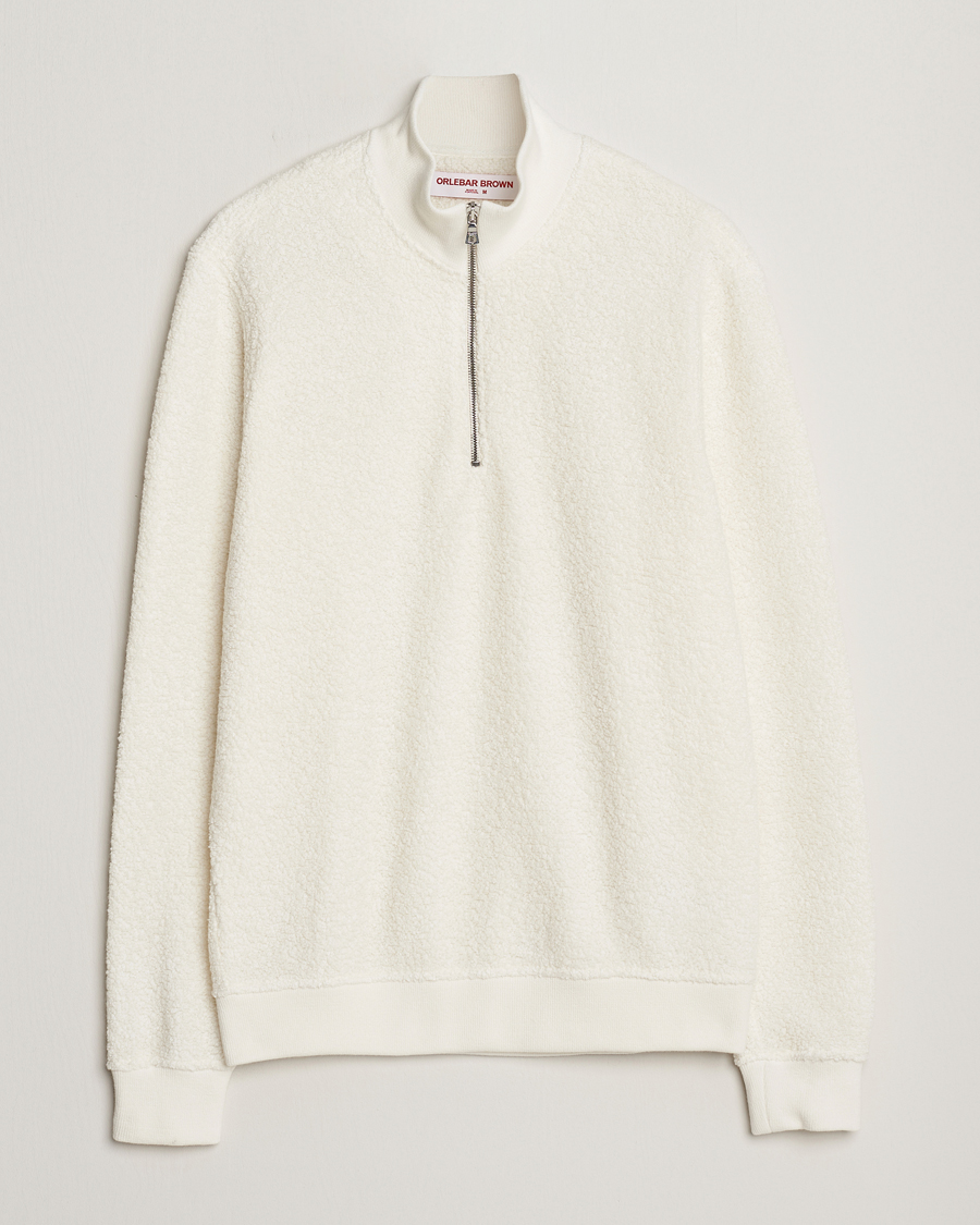 Herre | Trøjer | Orlebar Brown | Isar Fleece Cashmere Half-Zip White Sand
