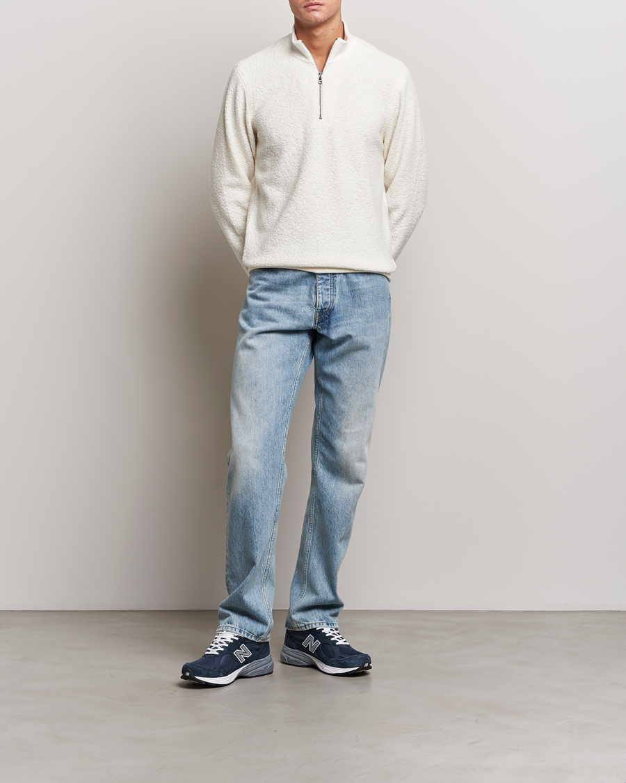 Herre | Trøjer | Orlebar Brown | Isar Fleece Cashmere Half-Zip White Sand