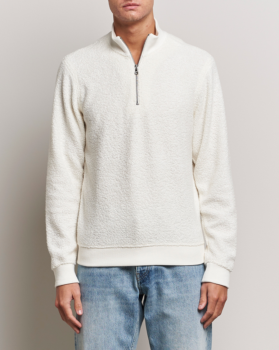 Herre | Trøjer | Orlebar Brown | Isar Fleece Cashmere Half-Zip White Sand